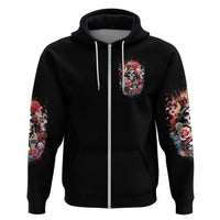 Rose Skull Zip Hoodie Like Me Or Not I Don't Give A Flying Fuck - Wonder Print Shop