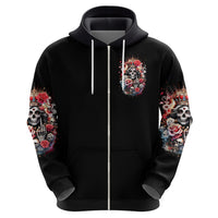 Rose Skull Zip Hoodie Like Me Or Not I Don't Give A Flying Fuck - Wonder Print Shop
