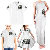 Black Skull Family Matching Tank Maxi Dress and Hawaiian Shirt Hello Darkness My Old Friend - Wonder Print Shop