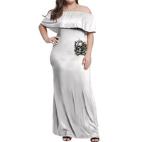 Black Skull Off Shoulder Maxi Dress Hello Darkness My Old Friend - Wonder Print Shop