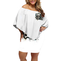 Black Skull Off Shoulder Short Dress Hello Darkness My Old Friend - Wonder Print Shop
