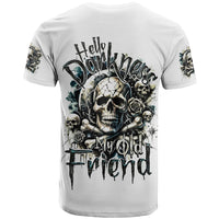 Black Skull T Shirt Hello Darkness My Old Friend - Wonder Print Shop