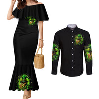 Irish Skull Couples Matching Mermaid Dress and Long Sleeve Button Shirt The Devil Whispered To Me I'm Coming For You I Whisper Back Bring Beer
