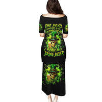 Irish Skull Family Matching Puletasi and Hawaiian Shirt The Devil Whispered To Me I'm Coming For You I Whisper Back Bring Beer - Wonder Print Shop