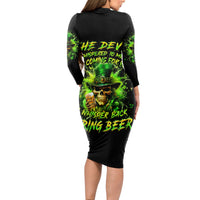 Irish Skull Long Sleeve Bodycon Dress The Devil Whispered To Me I'm Coming For You I Whisper Back Bring Beer - Wonder Print Shop