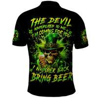 Irish Skull Polo Shirt The Devil Whispered To Me I'm Coming For You I Whisper Back Bring Beer - Wonder Print Shop