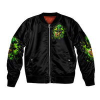 Irish Skull Sleeve Zip Bomber Jacket The Devil Whispered To Me I'm Coming For You I Whisper Back Bring Beer - Wonder Print Shop