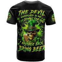 Irish Skull T Shirt The Devil Whispered To Me I'm Coming For You I Whisper Back Bring Beer - Wonder Print Shop