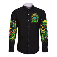 Irish Skull Long Sleeve Button Shirt Let The Shenanigans Begin - Wonder Print Shop