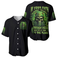 Viking Skull Baseball Jersey If Your Path Demnads You Walk Through Hell Walk As If You Own The Place - Wonder Print Shop