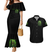 Viking Skull Couples Matching Mermaid Dress and Hawaiian Shirt If Your Path Demnads You Walk Through Hell Walk As If You Own The Place - Wonder Print Shop