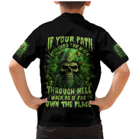 Viking Skull Family Matching Mermaid Dress and Hawaiian Shirt If Your Path Demnads You Walk Through Hell Walk As If You Own The Place - Wonder Print Shop
