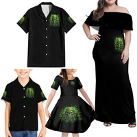 Viking Skull Family Matching Off Shoulder Maxi Dress and Hawaiian Shirt If Your Path Demnads You Walk Through Hell Walk As If You Own The Place - Wonder Print Shop