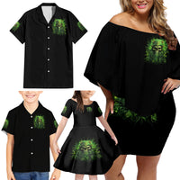 Viking Skull Family Matching Off Shoulder Short Dress and Hawaiian Shirt If Your Path Demnads You Walk Through Hell Walk As If You Own The Place - Wonder Print Shop