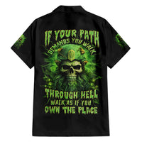 Viking Skull Family Matching Off Shoulder Short Dress and Hawaiian Shirt If Your Path Demnads You Walk Through Hell Walk As If You Own The Place - Wonder Print Shop