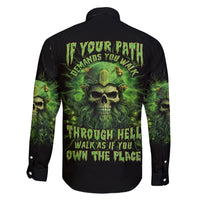 Viking Skull Family Matching Short Sleeve Bodycon Dress and Hawaiian Shirt If Your Path Demnads You Walk Through Hell Walk As If You Own The Place - Wonder Print Shop