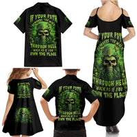 Viking Skull Family Matching Summer Maxi Dress and Hawaiian Shirt If Your Path Demnads You Walk Through Hell Walk As If You Own The Place - Wonder Print Shop