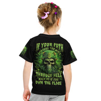Viking Skull Kid T Shirt If Your Path Demnads You Walk Through Hell Walk As If You Own The Place - Wonder Print Shop