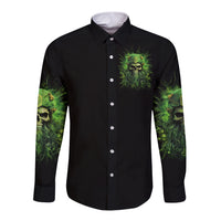 Viking Skull Long Sleeve Button Shirt If Your Path Demnads You Walk Through Hell Walk As If You Own The Place - Wonder Print Shop