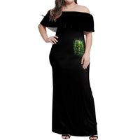 Viking Skull Off Shoulder Maxi Dress If Your Path Demnads You Walk Through Hell Walk As If You Own The Place - Wonder Print Shop