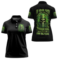 Viking Skull Women Polo Shirt If Your Path Demnads You Walk Through Hell Walk As If You Own The Place - Wonder Print Shop