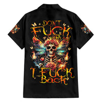 Fairy Skull Family Matching Short Sleeve Bodycon Dress and Hawaiian Shirt Don't Fuck With Me I Fuck Back - Wonder Print Shop