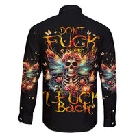 Fairy Skull Family Matching Short Sleeve Bodycon Dress and Hawaiian Shirt Don't Fuck With Me I Fuck Back - Wonder Print Shop