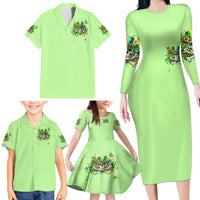 Irish Skull Family Matching Long Sleeve Bodycon Dress and Hawaiian Shirt Let The Shenanigans Begin - Wonder Print Shop