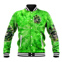 Irish Skull Baseball Jacket Shamrock And Roll - Wonder Print Shop