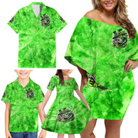 Irish Skull Family Matching Off Shoulder Short Dress and Hawaiian Shirt Shamrock And Roll - Wonder Print Shop