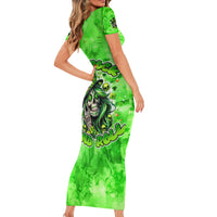 Irish Skull Short Sleeve Bodycon Dress Shamrock And Roll - Wonder Print Shop