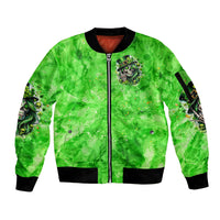 Irish Skull Sleeve Zip Bomber Jacket Shamrock And Roll - Wonder Print Shop