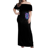 Rose Skull Off Shoulder Maxi Dress She Whispered Back Iam The Storm - Wonder Print Shop