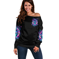 Rose Skull Off Shoulder Sweater She Whispered Back Iam The Storm - Wonder Print Shop