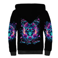 Rose Skull Sherpa Hoodie She Whispered Back Iam The Storm - Wonder Print Shop