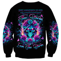 Rose Skull Sweatshirt She Whispered Back Iam The Storm - Wonder Print Shop