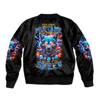 Wolf Skull Sleeve Zip Bomber Jacket Your First Mistake Was Thinking I was One Of The Sheep - Wonder Print Shop