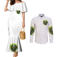 Flame Skull Couples Matching Mermaid Dress and Long Sleeve Button Shirt One Day Im Gonna Just Say Fuck It All