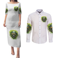 Flame Skull Couples Matching Puletasi and Long Sleeve Button Shirt One Day Im Gonna Just Say Fuck It All - Wonder Print Shop