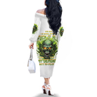 Flame Skull Family Matching Off The Shoulder Long Sleeve Dress and Hawaiian Shirt One Day Im Gonna Just Say Fuck It All - Wonder Print Shop