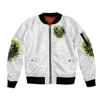 Flame Skull Sleeve Zip Bomber Jacket One Day Im Gonna Just Say Fuck It All - Wonder Print Shop