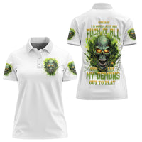Flame Skull Women Polo Shirt One Day Im Gonna Just Say Fuck It All - Wonder Print Shop