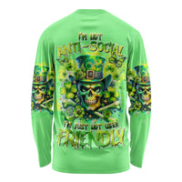 Irish Skull Long Sleeve Shirt I'm Not Anti Social I'm Just Not User Friendly - Wonder Print Shop