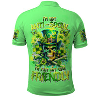 Irish Skull Polo Shirt I'm Not Anti Social I'm Just Not User Friendly - Wonder Print Shop
