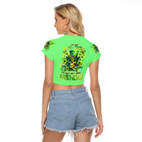 Irish Skull Raglan Cropped T Shirt I'm Not Anti Social I'm Just Not User Friendly - Wonder Print Shop