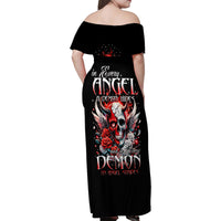 Devil Skull Family Matching Off Shoulder Maxi Dress and Hawaiian Shirt In Every Angel A Demon Hides And In Every Demon An Angel Strides - Wonder Print Shop