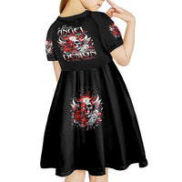 Devil Skull Kid Short Sleeve Dress In Every Angel A Demon Hides And In Every Demon An Angel Strides - Wonder Print Shop