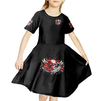 Devil Skull Kid Short Sleeve Dress In Every Angel A Demon Hides And In Every Demon An Angel Strides - Wonder Print Shop