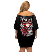 Devil Skull Off Shoulder Short Dress In Every Angel A Demon Hides And In Every Demon An Angel Strides - Wonder Print Shop