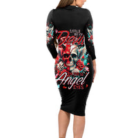 Devil Skull Long Sleeve Bodycon Dress Little Bit Of Devil In These Angel eyes - Wonder Print Shop